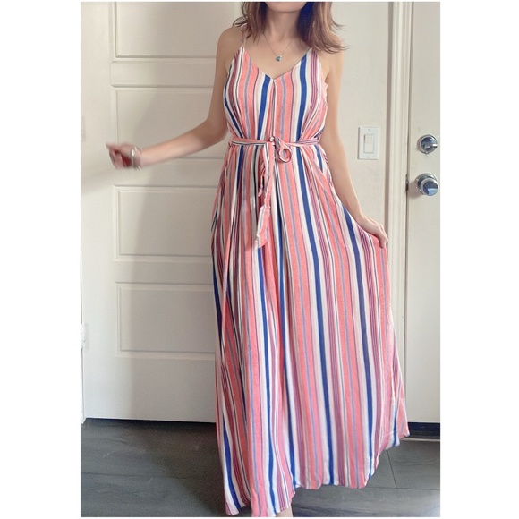 Boho Stripes Belted Maxi Dress - Picture 3 of 4